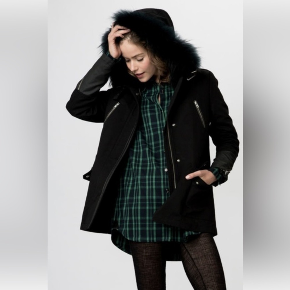 Maje black hooded coat size 1-36